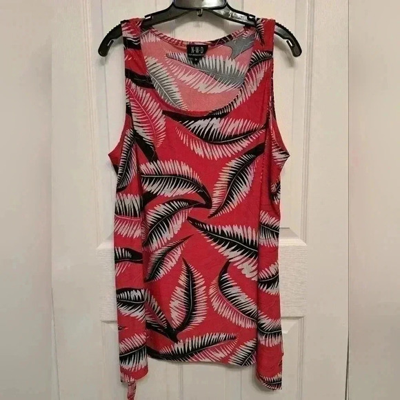 ❤️ N.W.D New Woman Design  Tropical Print Leaf Sleeveless Top Women's Size 3x - Picture 1 of 10